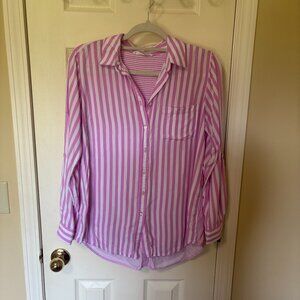 button down pink striped top